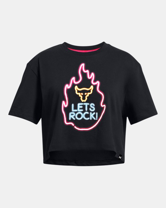 Girls' Project Rock Campus Crop T-Shirt in Black image number 0